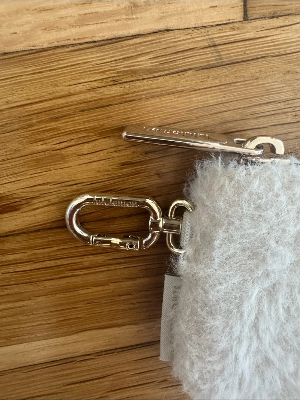 Lululemon White Cream Faux Fur Keychain Coin Purse